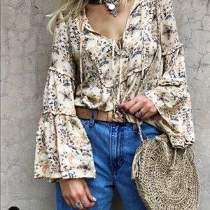 NWOT Spell and the Gypsy Designs Collective Celestial Blouse Top S Bell Sleeves